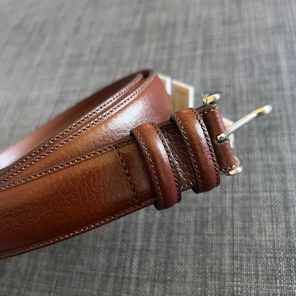 Perry Ellis Portfolio Leather Belt Brown‎ Size 50 Full Grain Cowhide NWT $52.50 - Picture 2 of 5